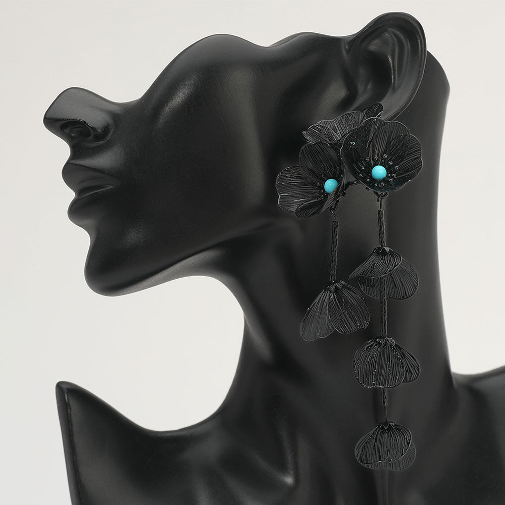 Bold Cutout Floral Drop Statement Earrings