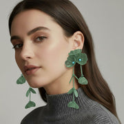 Bold Cutout Floral Drop Statement Earrings