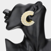 Dainty Pearl Stone Detailed Oversized Hoop Earrings