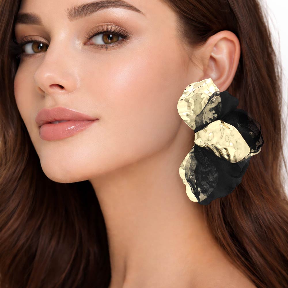 Oversized Sculpted Floral Petal Earrings