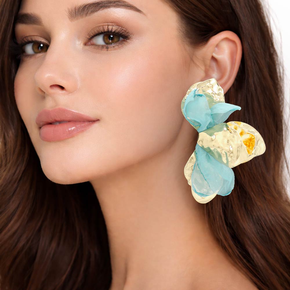 Oversized Sculpted Floral Petal Earrings
