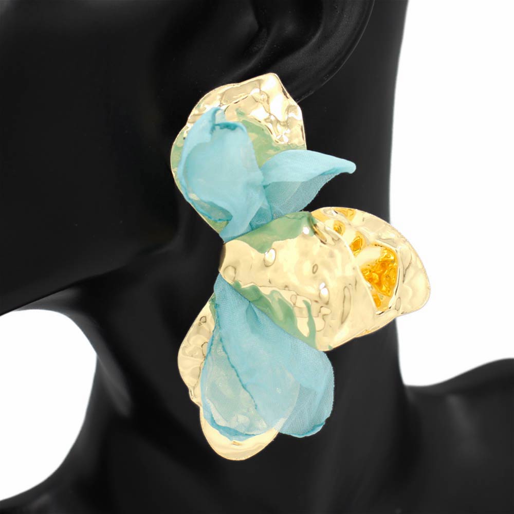 Oversized Sculpted Floral Petal Earrings