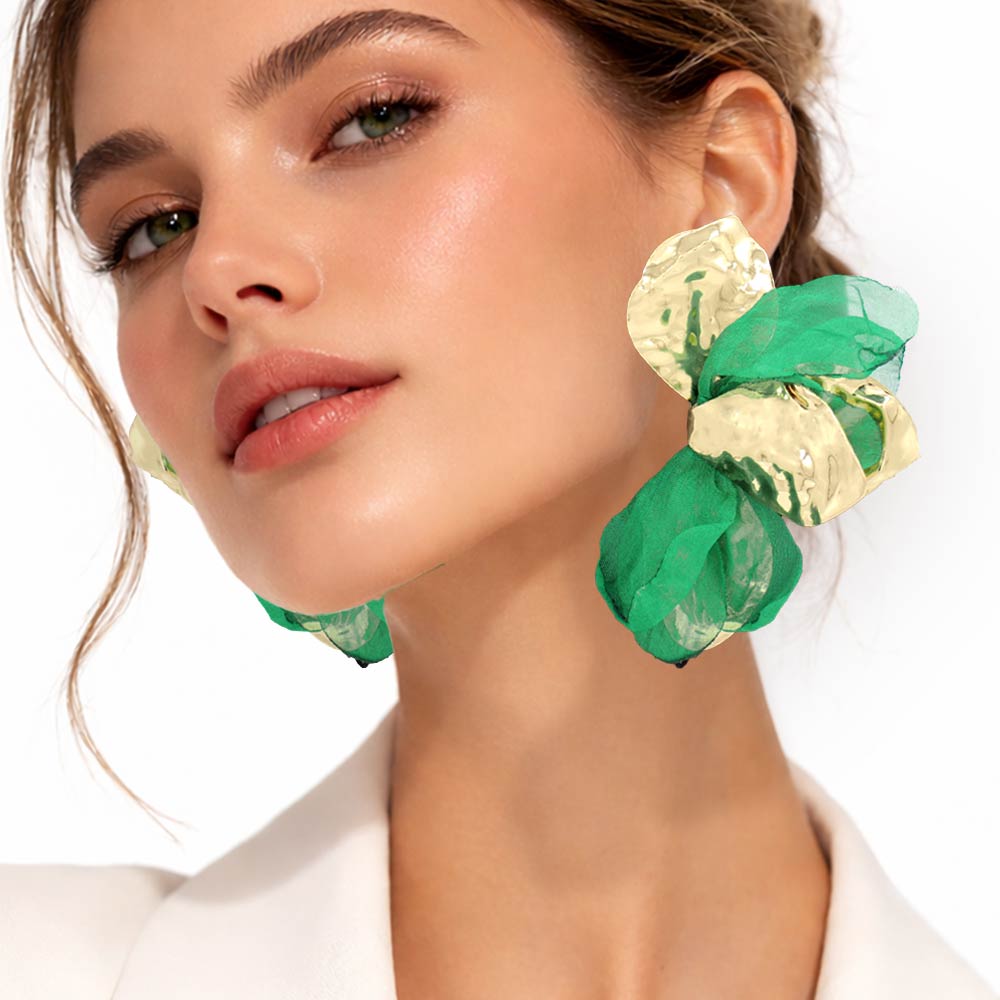 Oversized Sculpted Floral Petal Earrings