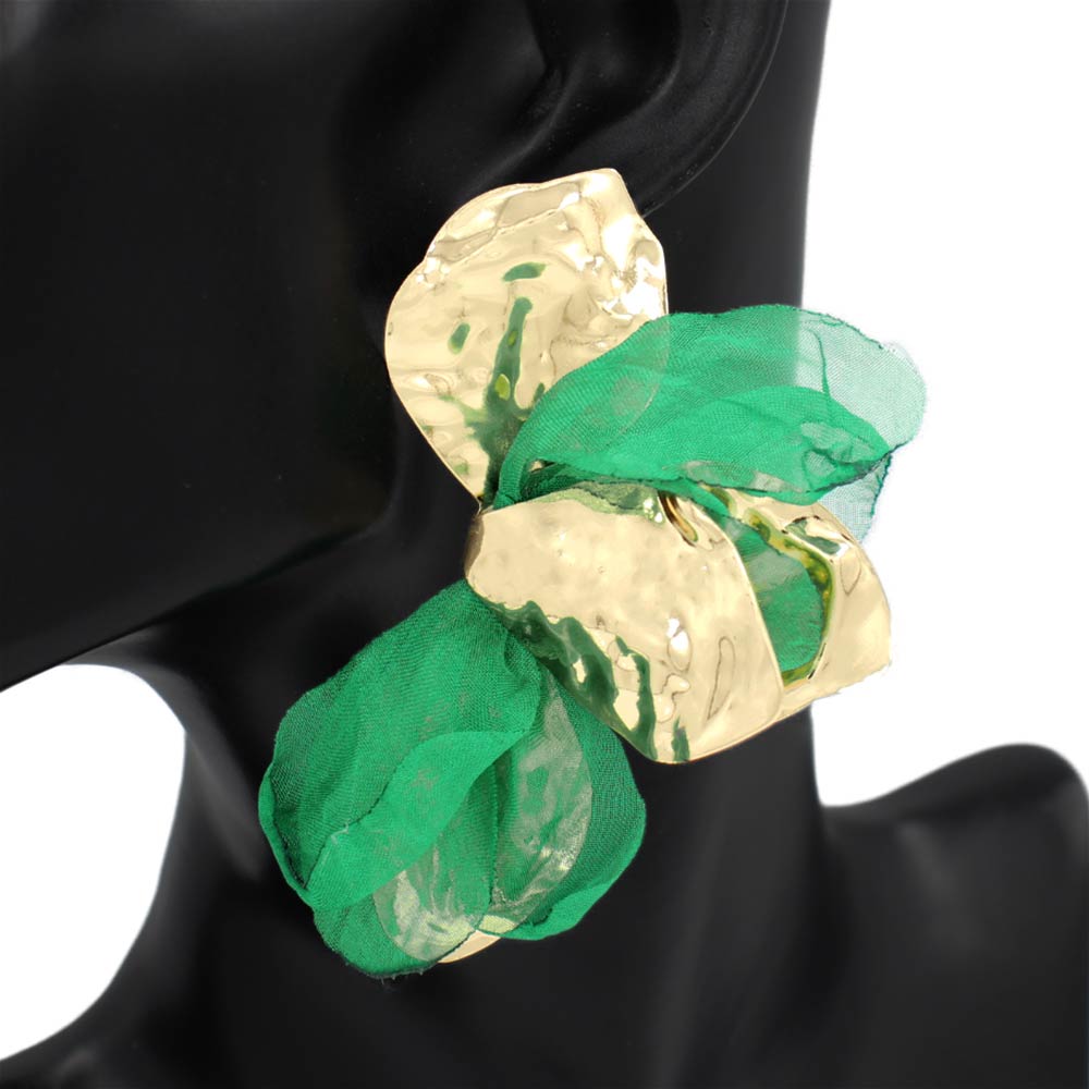 Oversized Sculpted Floral Petal Earrings