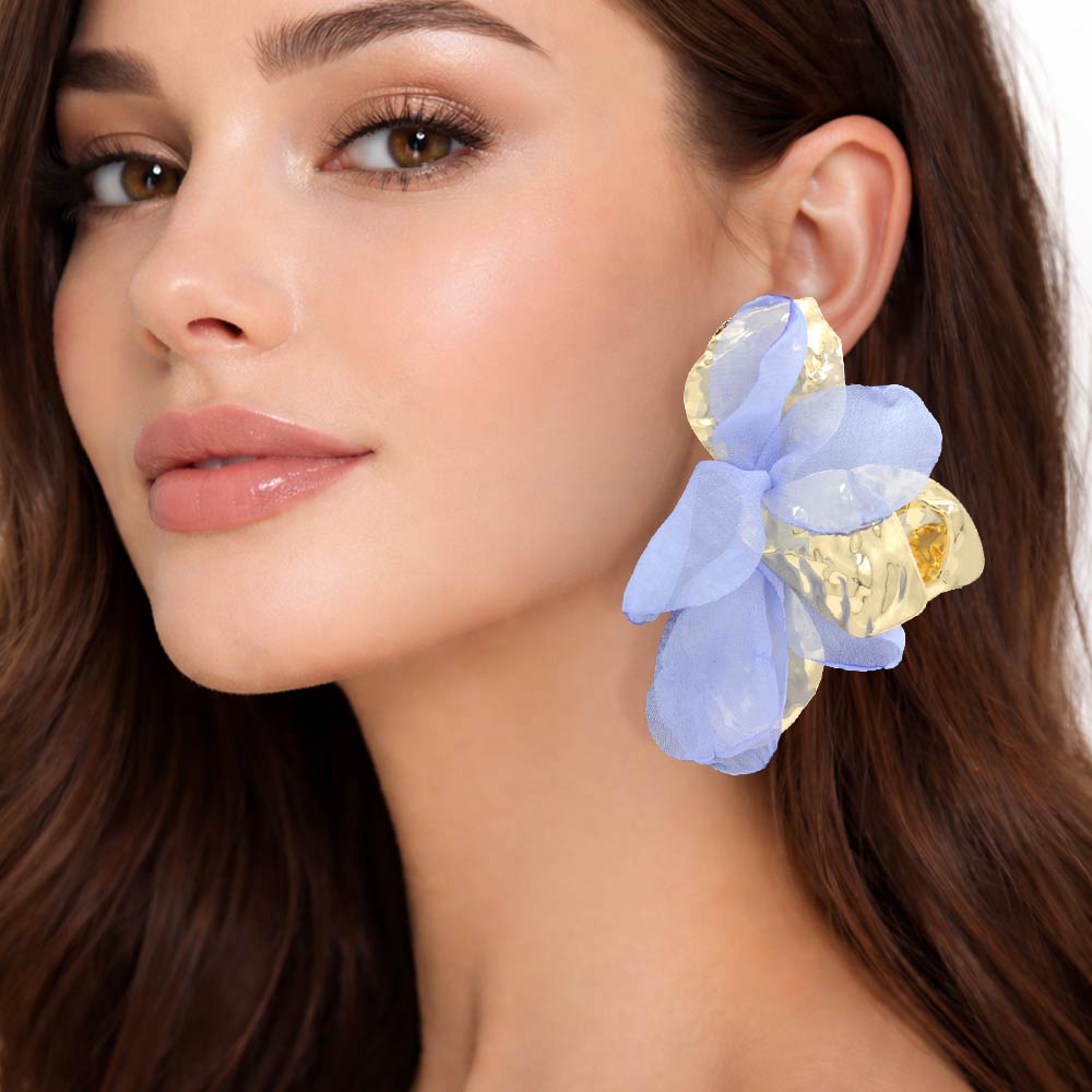 Oversized Sculpted Floral Petal Earrings