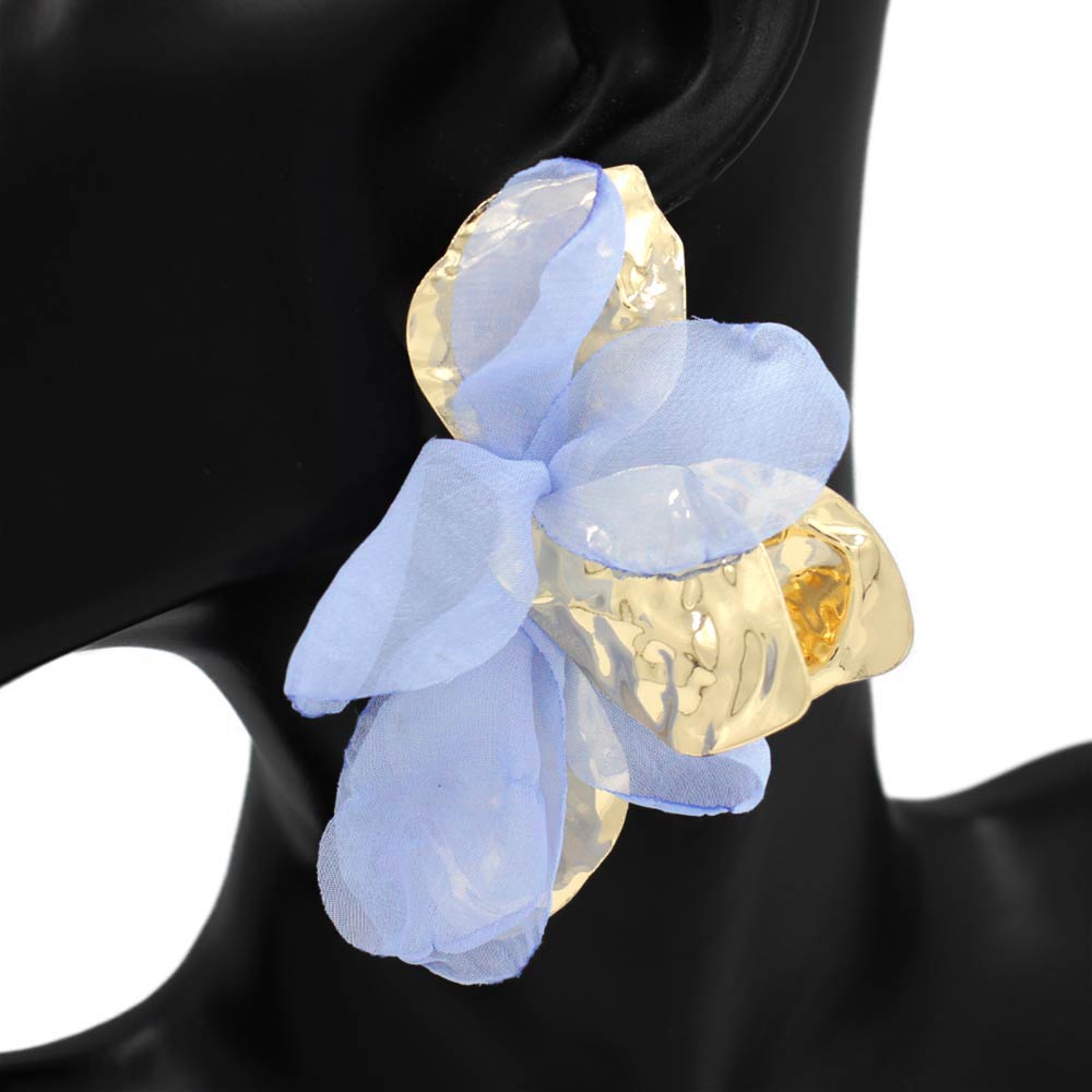 Oversized Sculpted Floral Petal Earrings