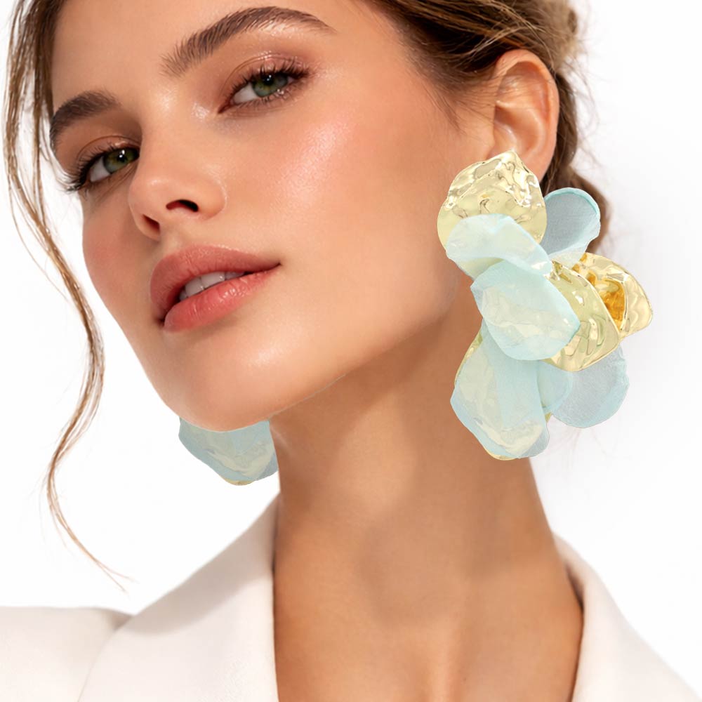 Oversized Sculpted Floral Petal Earrings