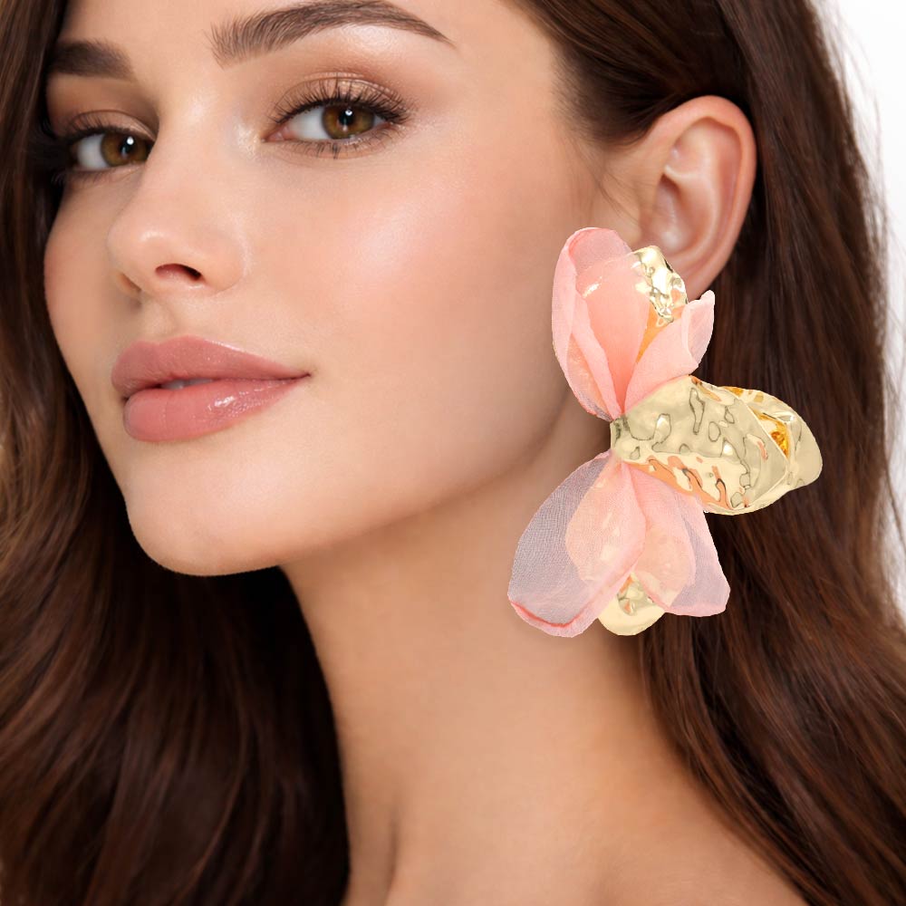 Oversized Sculpted Floral Petal Earrings