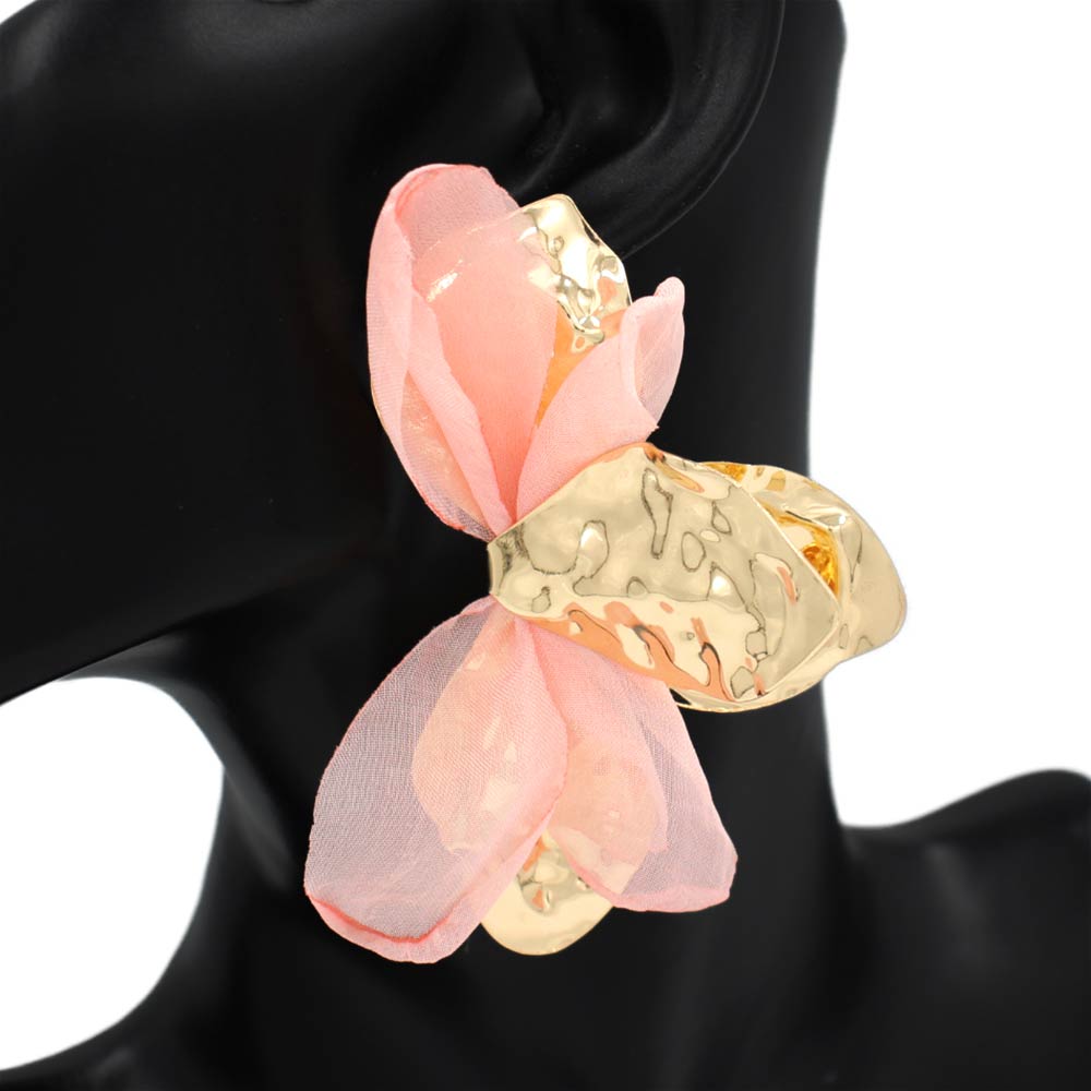 Oversized Sculpted Floral Petal Earrings
