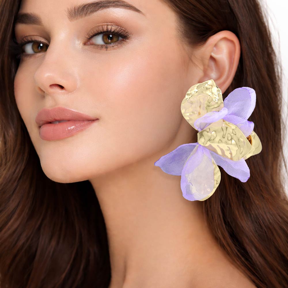 Oversized Sculpted Floral Petal Earrings
