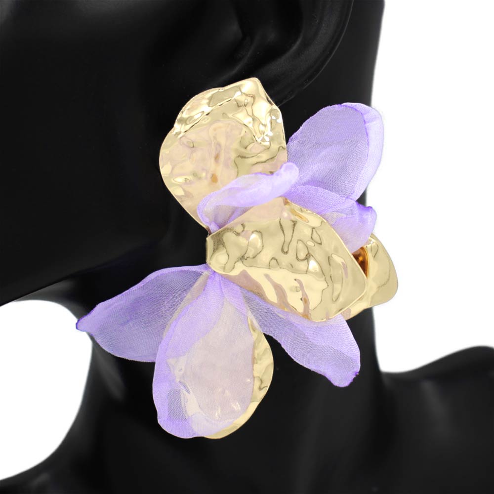 Oversized Sculpted Floral Petal Earrings
