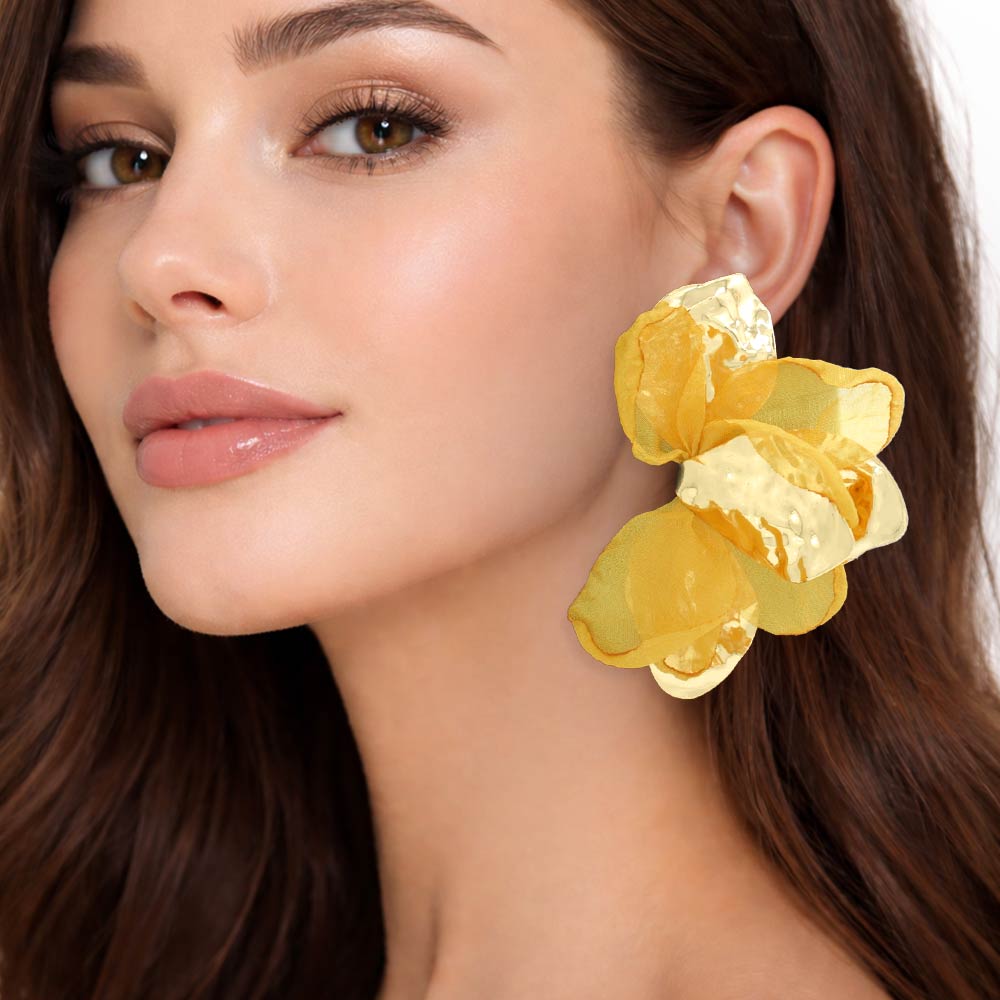 Oversized Sculpted Floral Petal Earrings