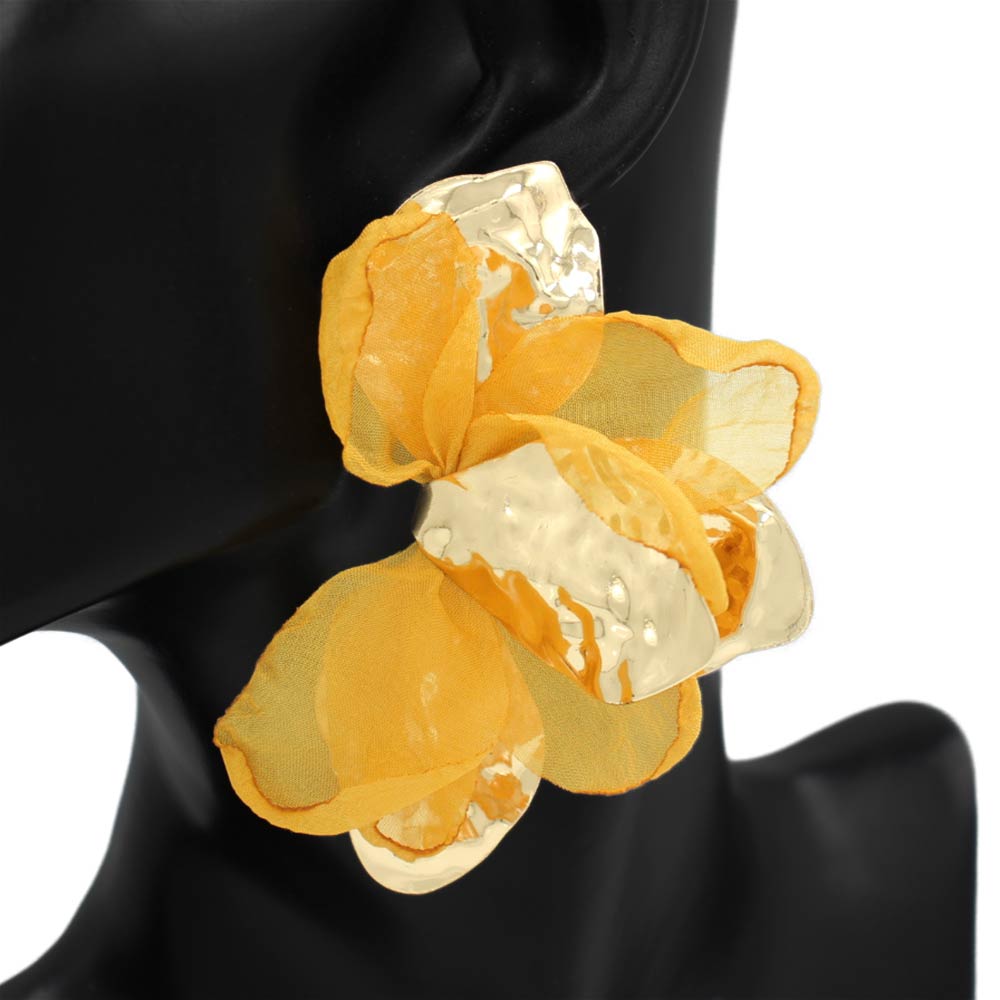 Oversized Sculpted Floral Petal Earrings