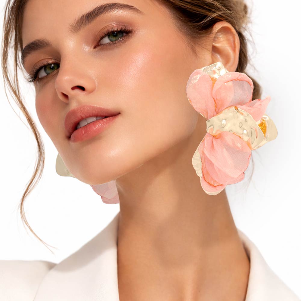 Oversized Sculpted Floral Petal Earrings