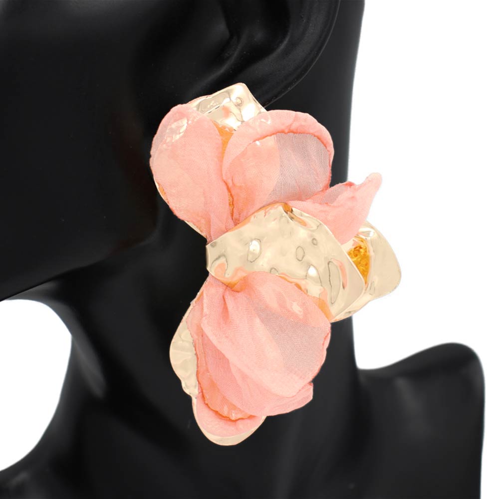Oversized Sculpted Floral Petal Earrings