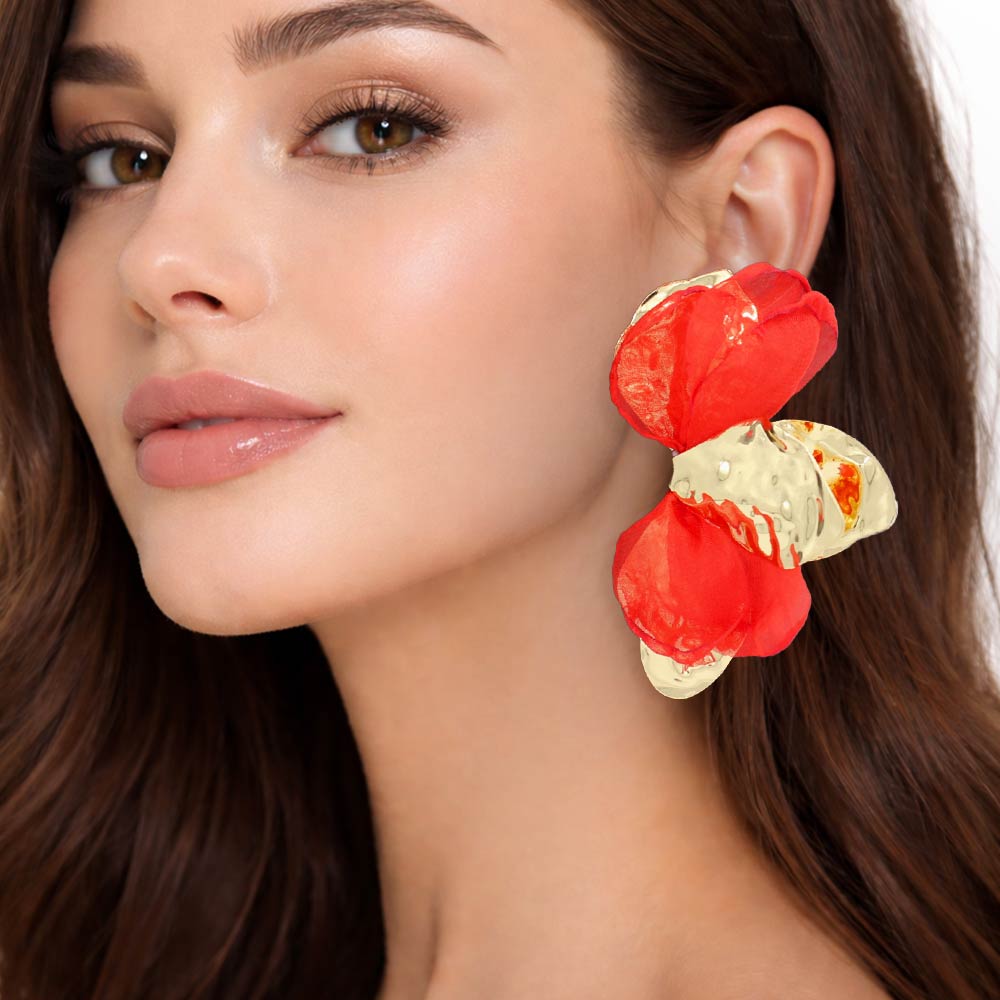 Oversized Sculpted Floral Petal Earrings