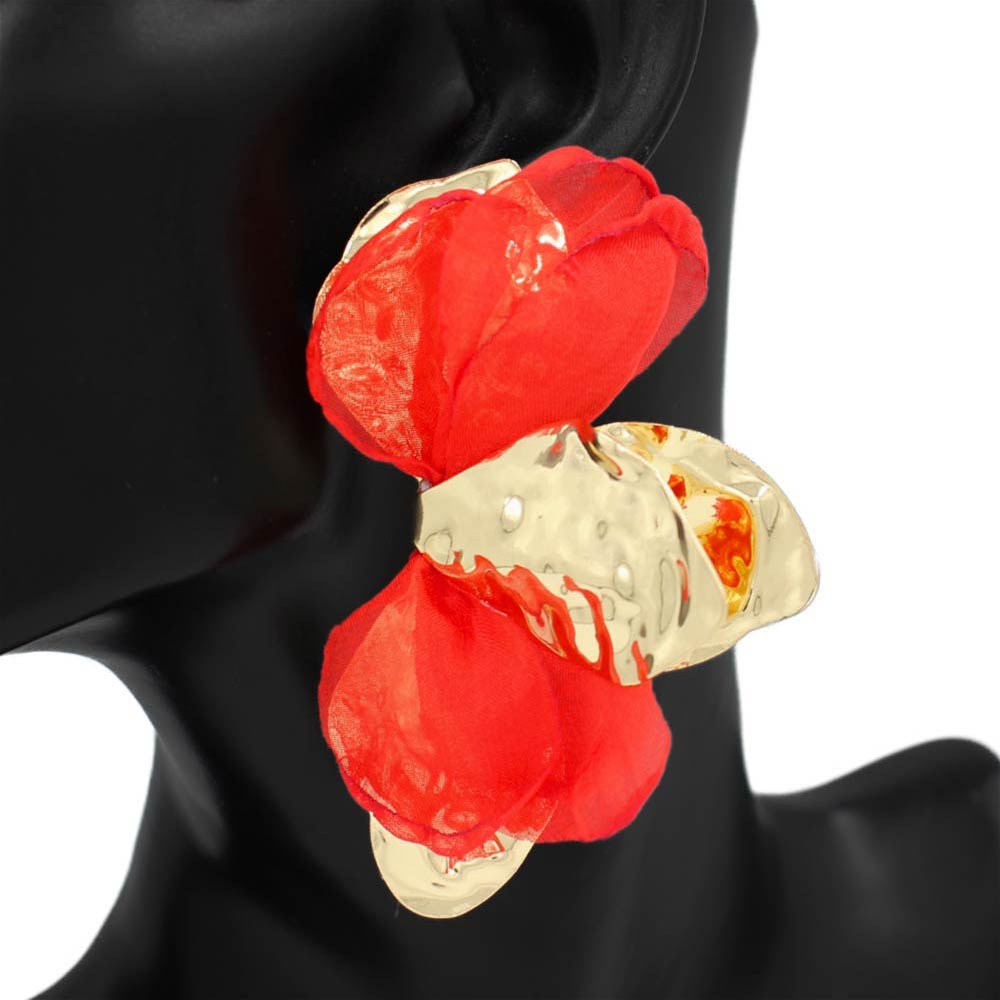Oversized Sculpted Floral Petal Earrings