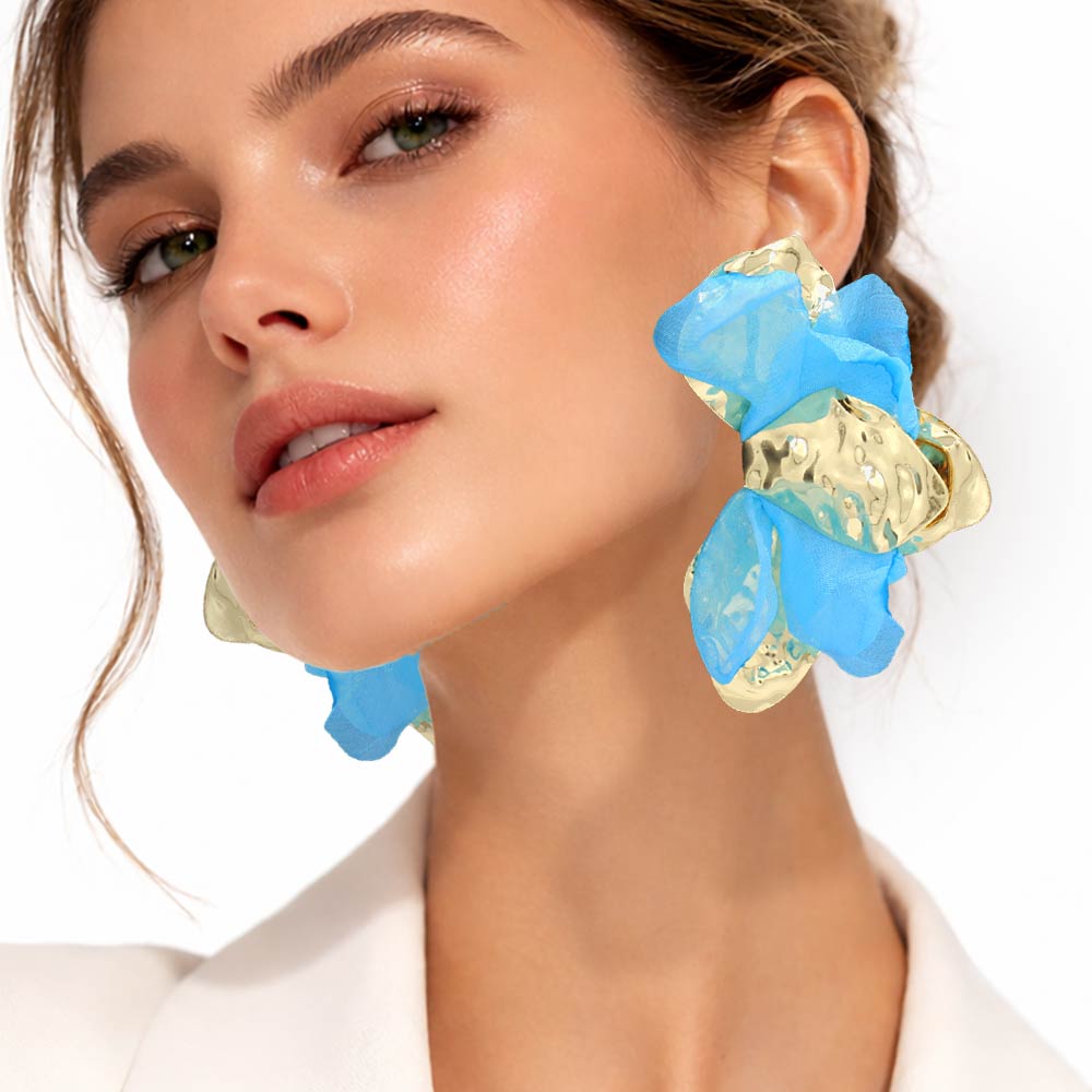 Oversized Sculpted Floral Petal Earrings