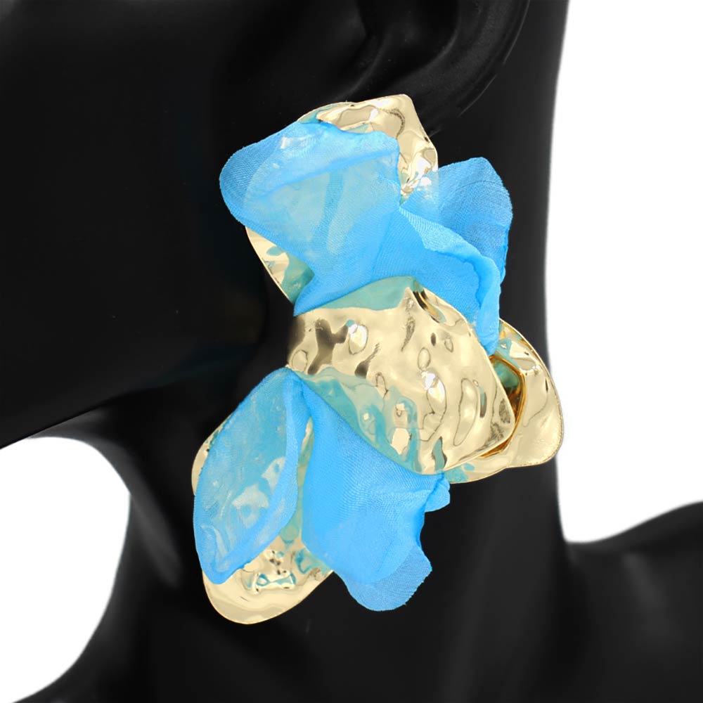 Oversized Sculpted Floral Petal Earrings