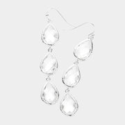 Triple Teardrop Stone Cluster Dropdown Dangle Earrings