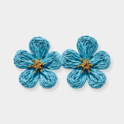 Woven Raffia Flower Earrings