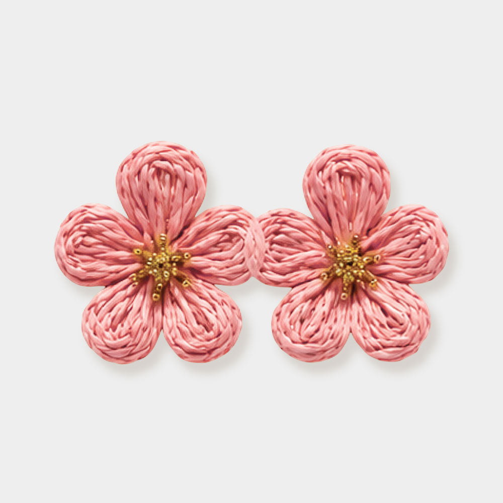 Woven Raffia Flower Earrings