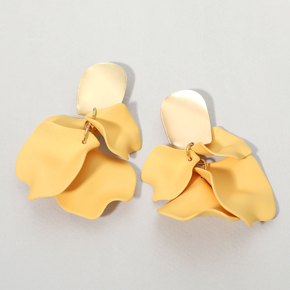 Layered Petal Cluster Drop Earrings