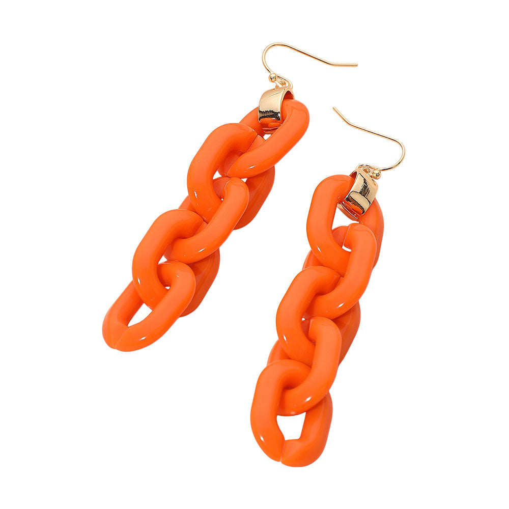 Bold Resin Chain Link Drop Earrings