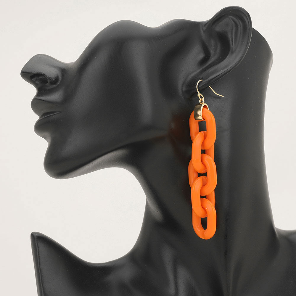 Bold Resin Chain Link Drop Earrings