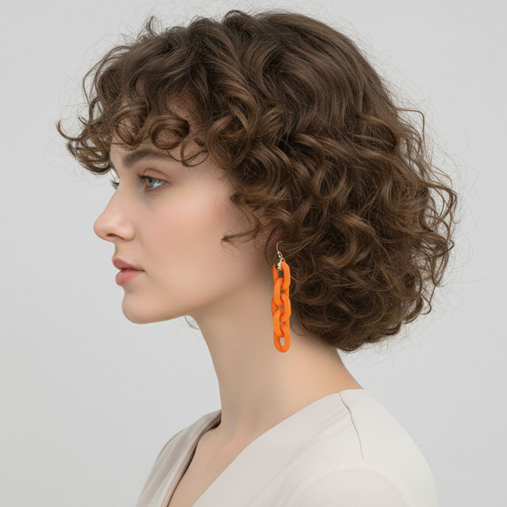 Bold Resin Chain Link Drop Earrings