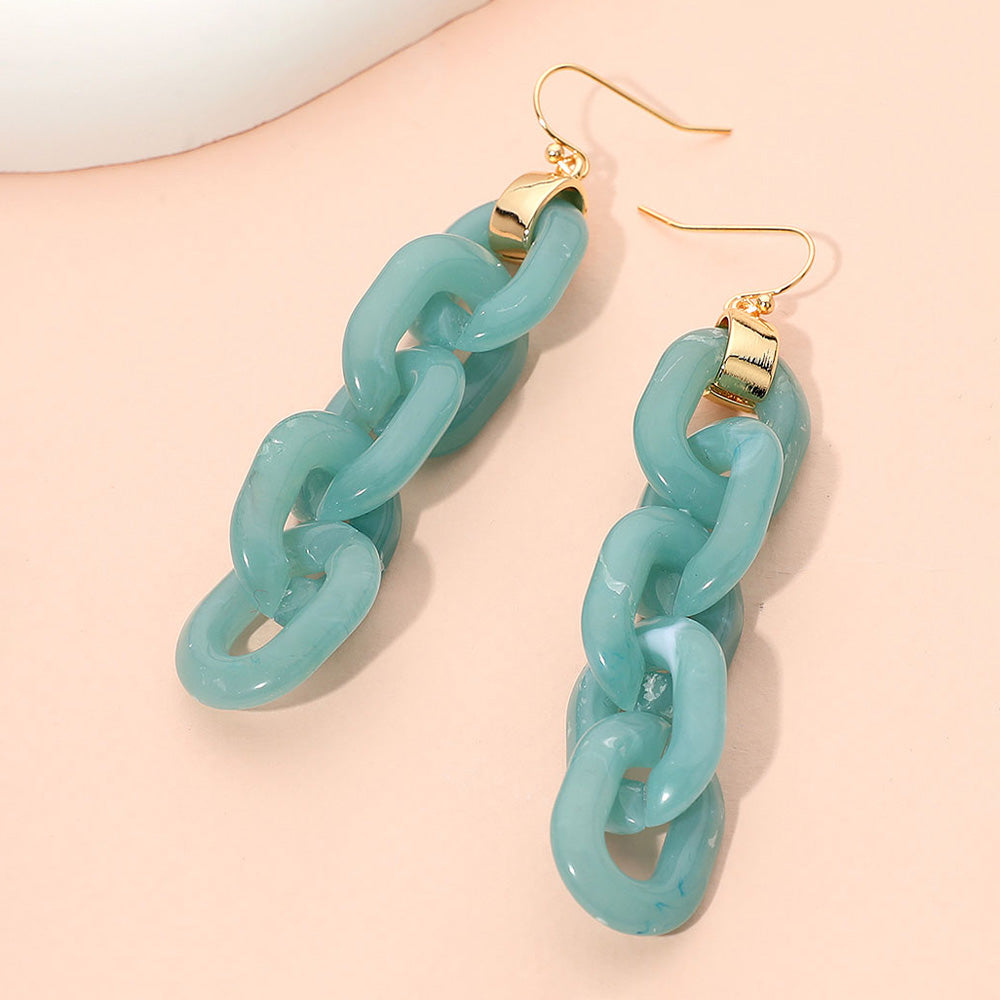 Bold Resin Chain Link Drop Earrings