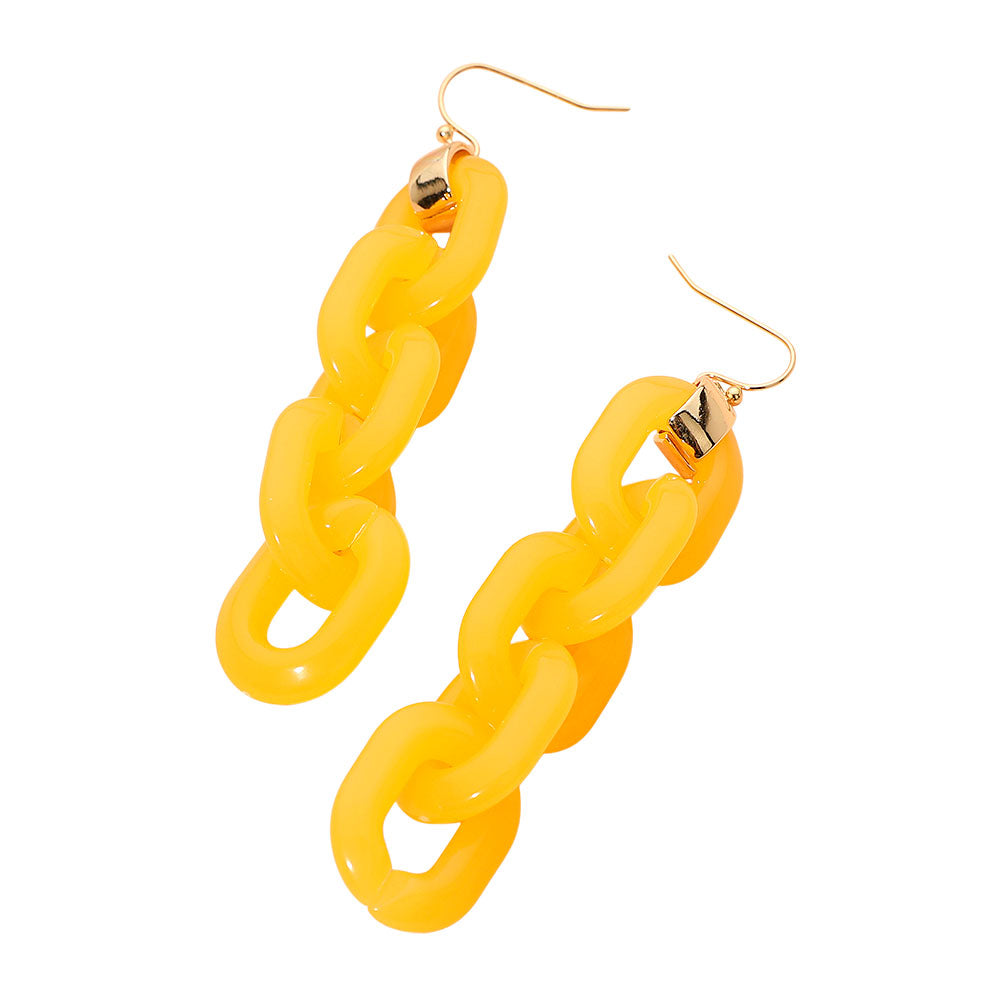 Bold Resin Chain Link Drop Earrings