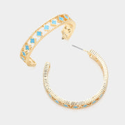 Enamel Quatrefoil Pointed Hoop Earrings