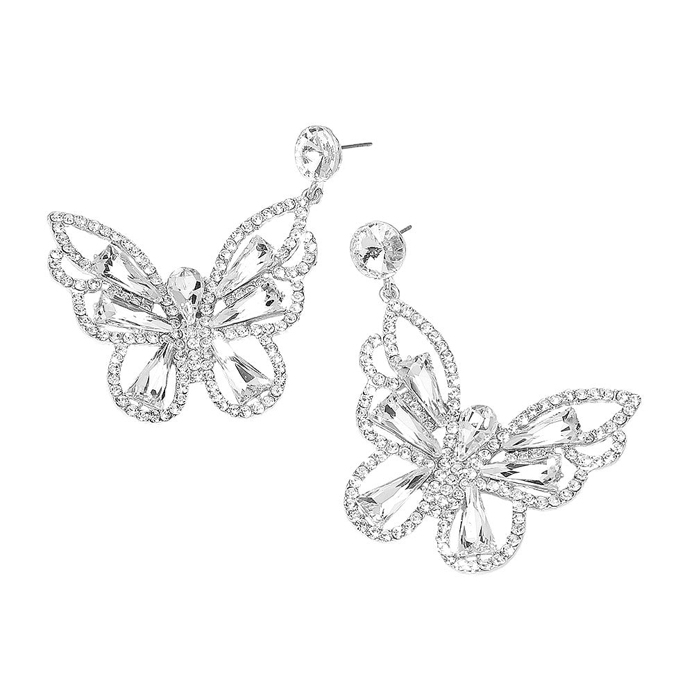 Crystal Butterfly Drop Dangle Statement Earrings