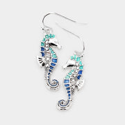 Women's Enamel Metal Seahorse Dangle Earrings