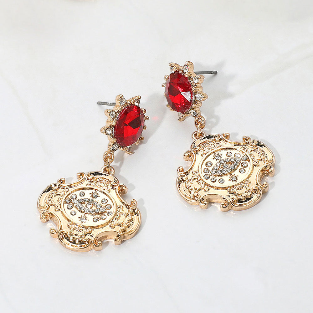 Stone Embellished Evil Eye Accented Dangle Earrings