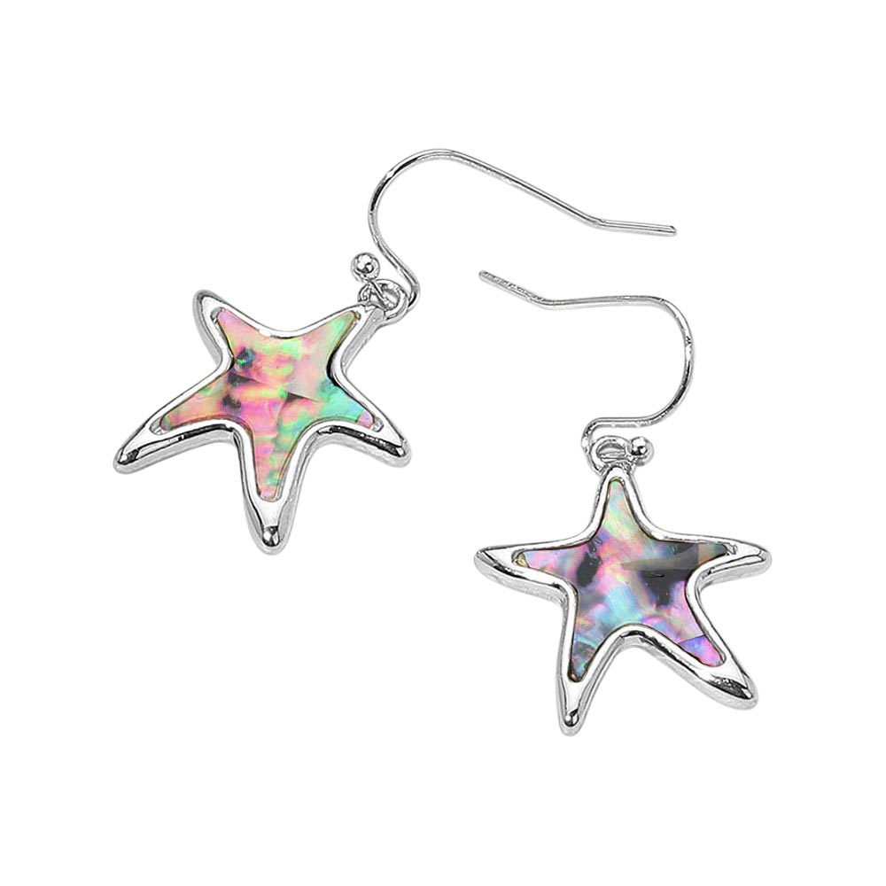 Abalone Starfish Dangle Earrings