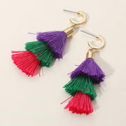 Multi Color Tassel Drop Earrings