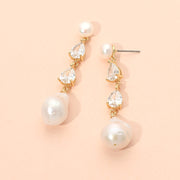 18K Gold Dipped Pearl Cut Stone Cluster Baroque Freshwater Pearl Drop Earrings