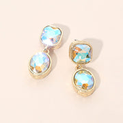 Square Oval Stone Link Drop Earrings