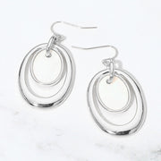 Oval Mother of Pearl Accent Layered Drop Earrings