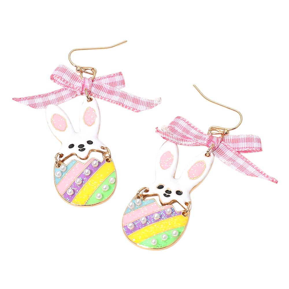 Easter Bunny Egg Bow Drop Earrings