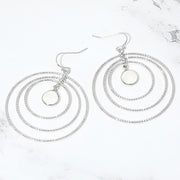 Circle Mother of Pearl Accent Layered Ring Drop Earrings