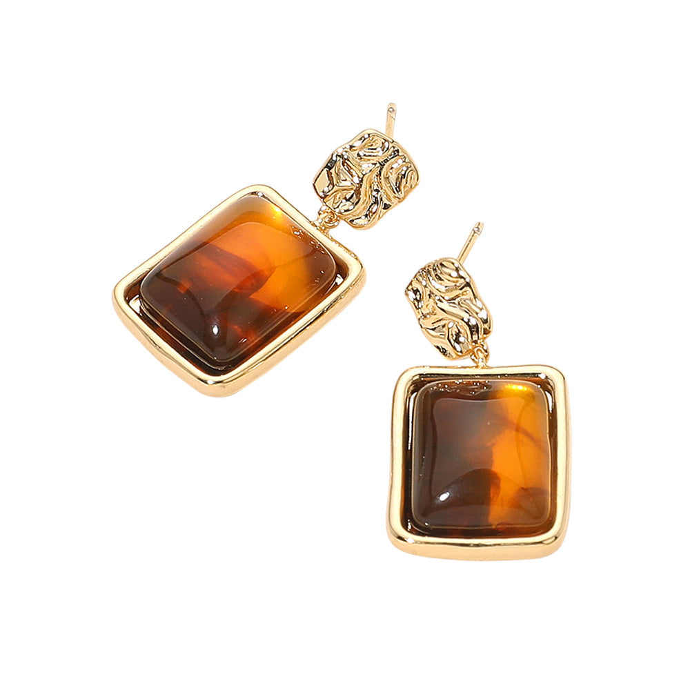Resin Square Dangle Earrings