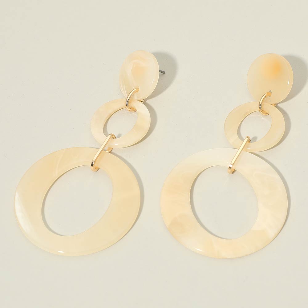 Geometric Resin Circle Link Drop Statement Earrings
