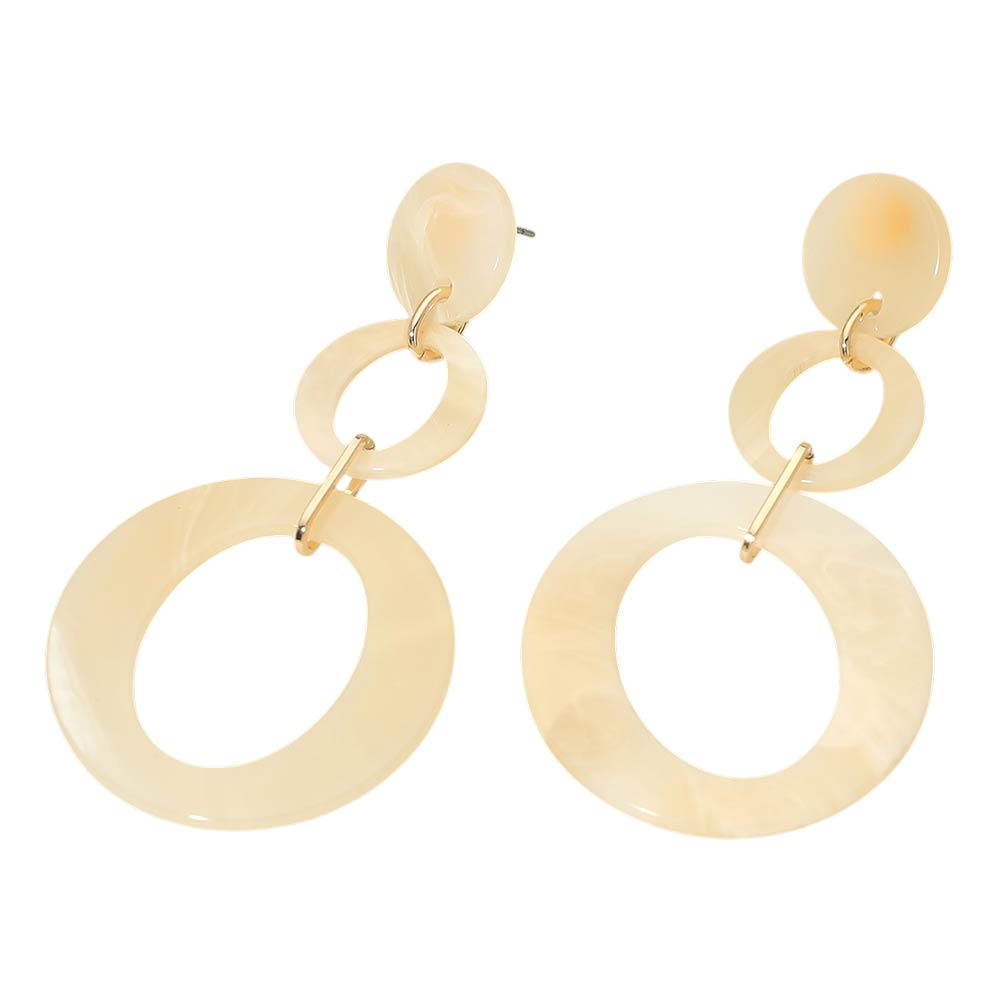 Geometric Resin Circle Link Drop Statement Earrings