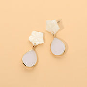 Floral Teardrop Stone Drop Earrings