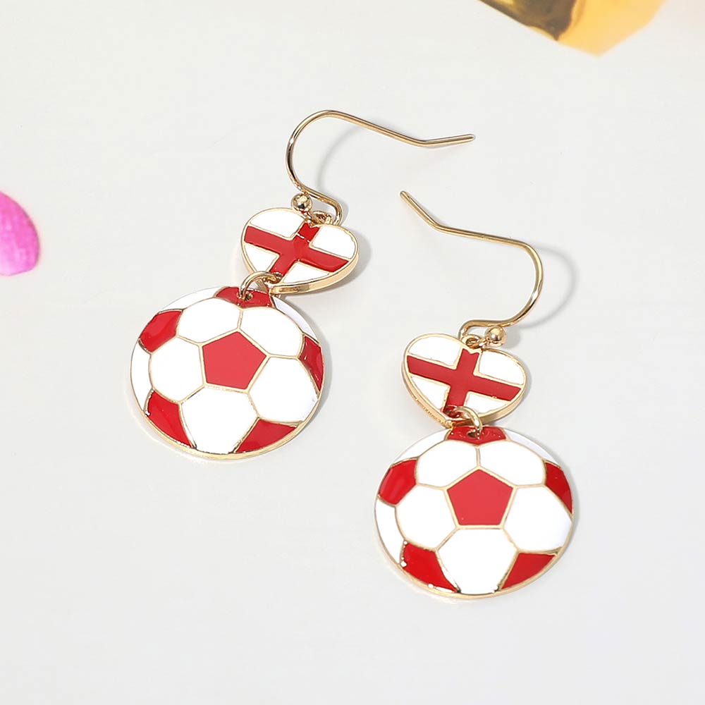 England Flag Soccer Ball Link Drop Earrings