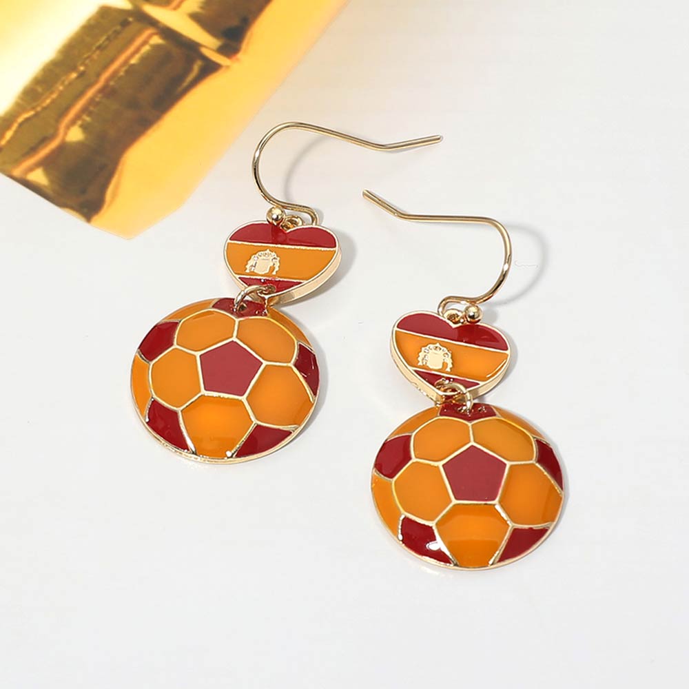 Spain Flag Soccer Ball Link Drop Earrings