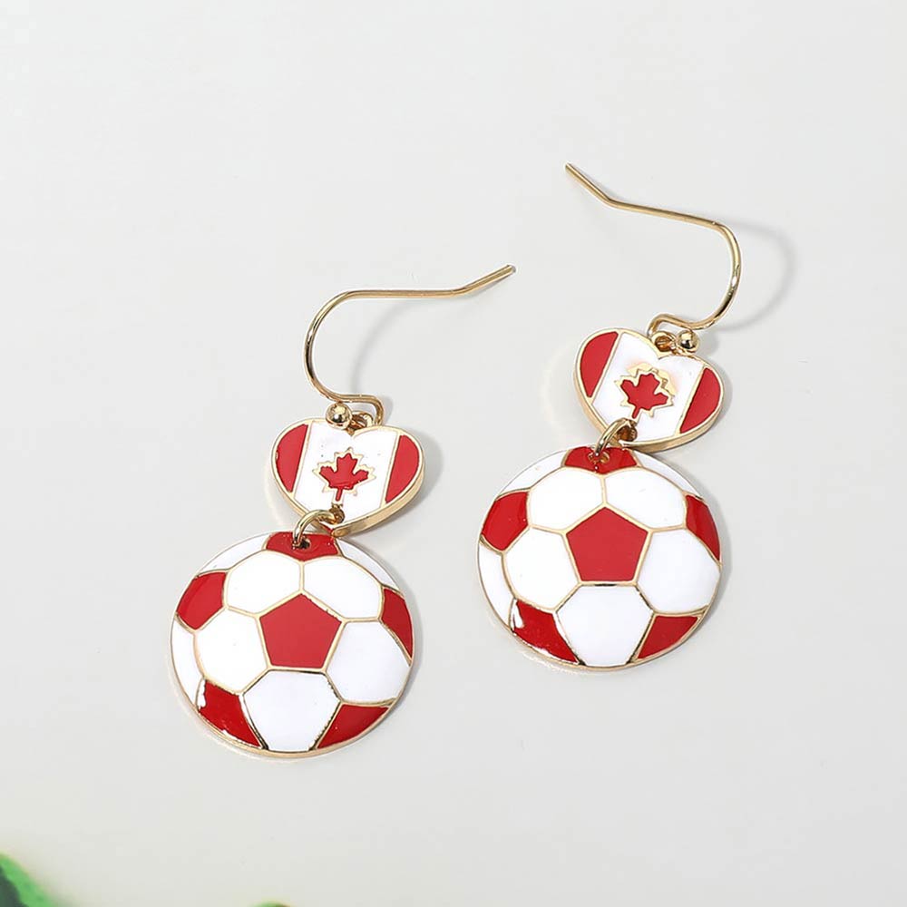 Canada Flag Soccer Ball Link Drop Earrings